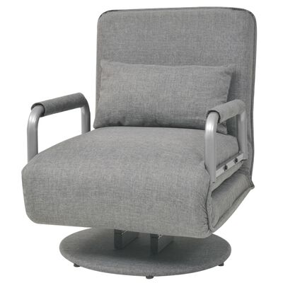 vidaXL Swivel Chair and Sofa Bed Light Grey Fabric