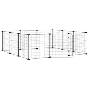 vidaXL 12-Panel Pet Cage with Door Black 105x105x35 cm Steel