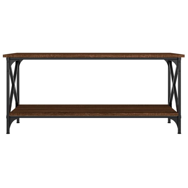 vidaXL Coffee Table Brown Oak 100x45x45 cm Engineered Wood and Iron