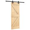 vidaXL Sliding Door Natural and Black 70 x 210 cm Solid Pine Wood