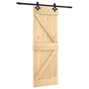 vidaXL Sliding Door Natural and Black 70 x 210 cm Solid Pine Wood