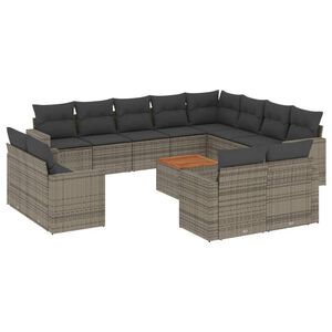 vidaXL 13 Piece Garden Sofa Set with Cushions Grey Poly Rattan