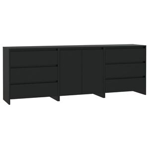 vidaXL 3 Piece Sideboard Black Engineered Wood