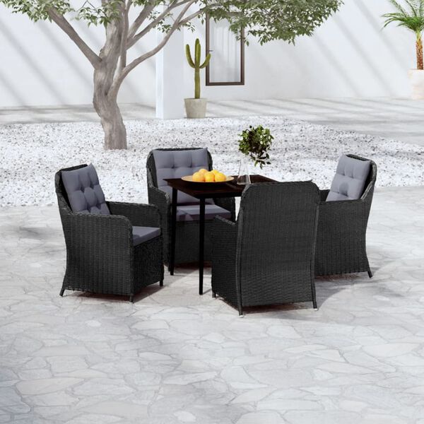 vidaXL 5 Piece Garden Dining Set Black