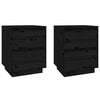 vidaXL Bedside Cabinets 2 pcs Black 40x35x50 cm Solid Wood Pine