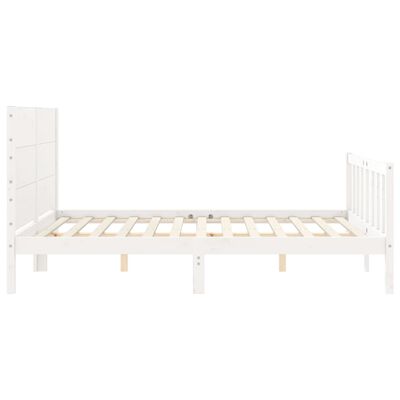 vidaXL Bed Frame with Headboard White King Size Solid Wood