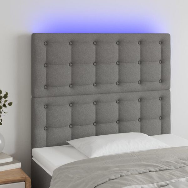 vidaXL LED Headboard Dark Grey 80 cm Fabric