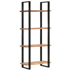 vidaXL Bookcase | Natural wood, Black | Solid acacia wood, Powder-coated iron