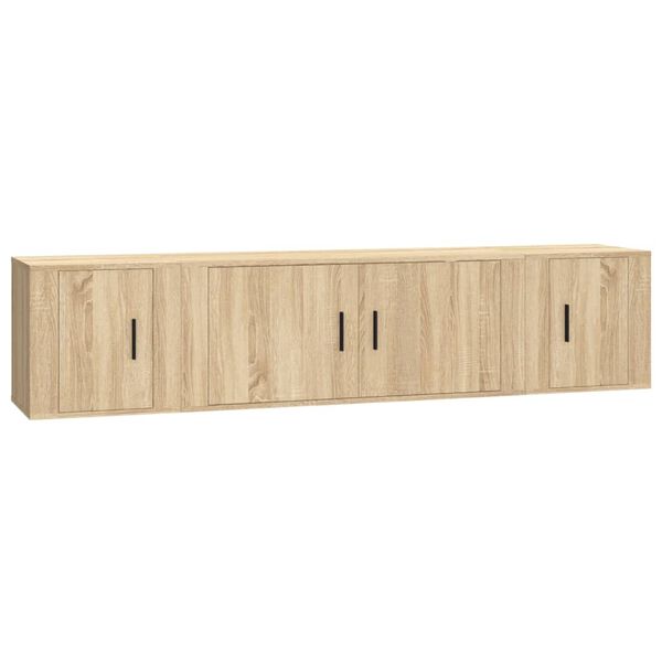 vidaXL 3 Piece TV Cabinet Set Sonoma Oak Engineered Wood