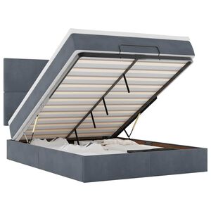vidaXL Ottoman Bed with Mattresses & LEDs Dark Grey Double Velvet