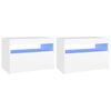 vidaXL Bedside Cabinet & LED Lights 2 pcs White 60x35x40 cm