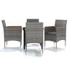 vidaXL 5 Piece Outdoor Dining Set with Cushions Grey and Black
