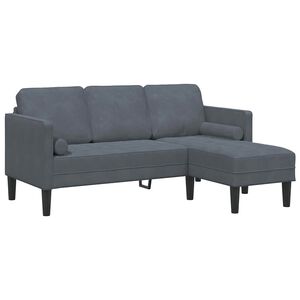 vidaXL Sofa Set with Cushion Dark Grey Polyester