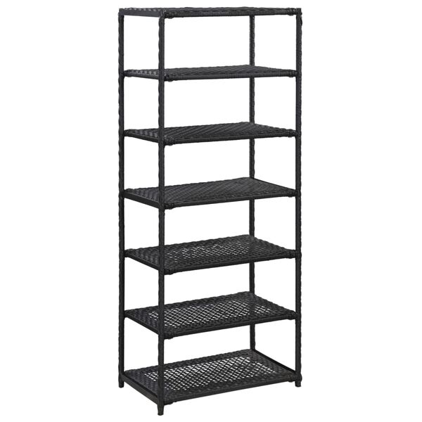 vidaXL Shoe Rack Black 50x30x120 cm Poly Rattan