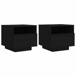 vidaXL Bedside Cabinets with LED Lights 2 pcs Black 40x39x37 cm