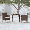 vidaXL 3 Piece Garden Dining Set with Cushions Brown and Black