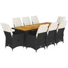vidaXL 11 Piece Garden Bistro Set with Cushions Black Poly Rattan