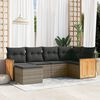 vidaXL 6 Piece Garden Sofa Set with Cushions Grey Poly Rattan