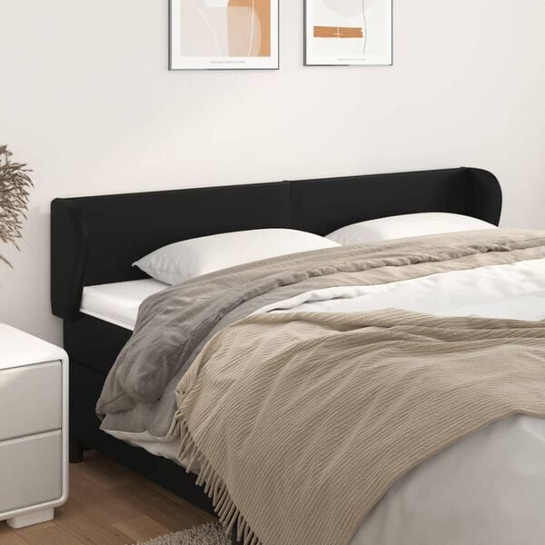 vidaXL Headboard with Ears Black 203 cm Faux Leather