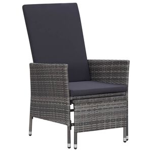 vidaXL Reclining Garden Chair with Cushions Poly Rattan Grey