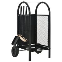 vidaXL Firewood Cart Black 30x35x81 cm Steel