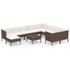 vidaXL 11 Piece Garden Lounge Set with Cushions Poly Rattan Brown