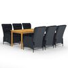 vidaXL 7 Piece Garden Dining Set Dark Grey