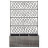vidaXL Trellis Raised Bed with 3 Pots 83x30x130 cm Poly Rattan Grey