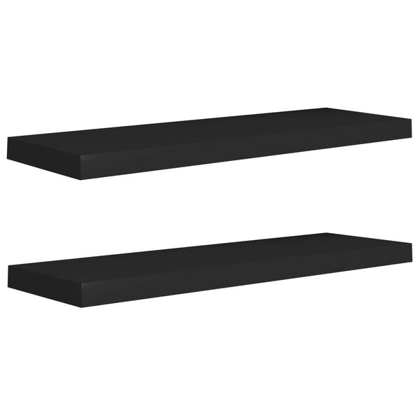 vidaXL Floating Wall Shelves 2 pcs Black 80x23.5x3.8 cm MDF