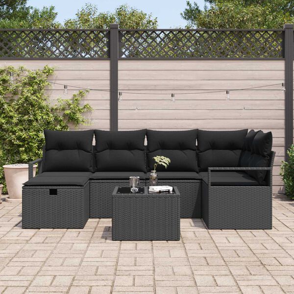 vidaXL Garden Sofa Set with Cushion with Storage Poly Rattan
