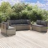 vidaXL 7 Piece Garden Lounge Set with Cushions Grey Poly Rattan