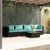 vidaXL 5 Piece Garden Lounge Set with Cushions Poly Rattan Black