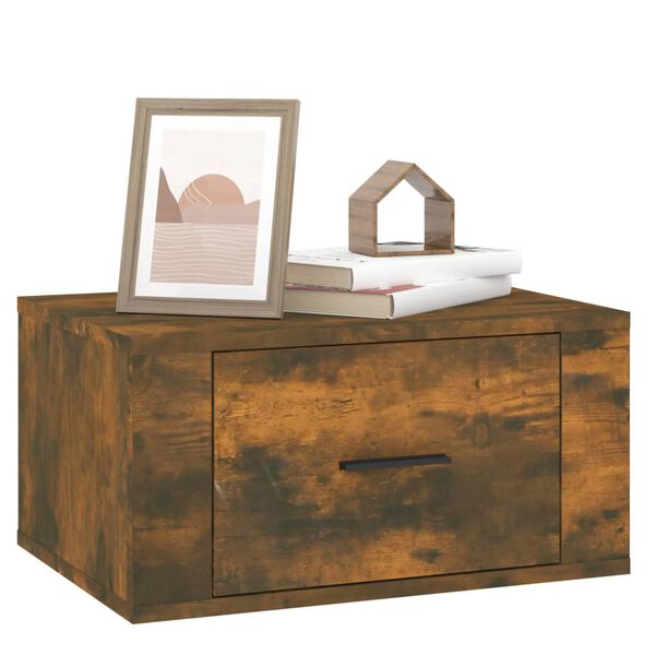 vidaXL Wall-mounted Bedside Cabinet Smoked Oak 50x36x25 cm