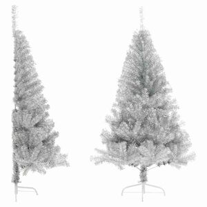 vidaXL Artificial Half Christmas Tree with Stand Silver 180 cm PET