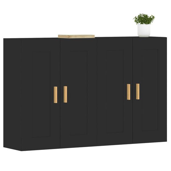vidaXL Wall Mounted Cabinets 2 pcs Black Engineered Wood