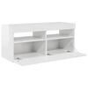vidaXL TV Cabinet with LED Lights High Gloss White 90x35x40 cm