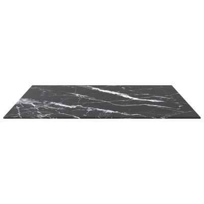 vidaXL Table Top Black 80x80 cm 6 mm Tempered Glass with Marble Design