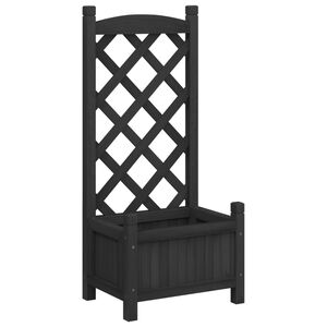 vidaXL Planter with Trellis Black 40x30x90 cm Solid Wood Fir