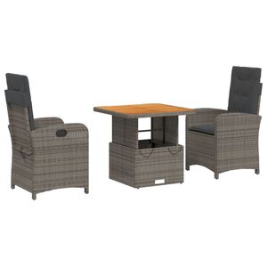 vidaXL 5 Piece Garden Dining Set with Cushions Grey Poly Rattan