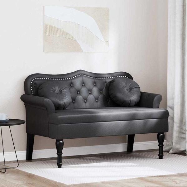 vidaXL Chesterfield Bench Black 120.5 x 65 x 75 cm Faux Leather