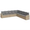vidaXL 9 Piece Garden Sofa Set with Cushions Beige Poly Rattan