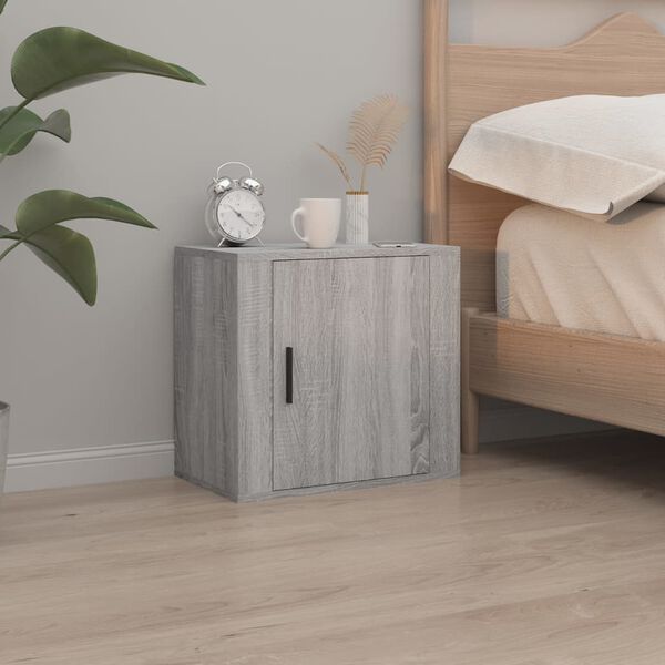 vidaXL Wall-mounted Bedside Cabinet Grey Sonoma 50x30x47 cm