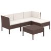vidaXL 5 Piece Garden Lounge Set with Cushions Poly Rattan Brown