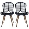 vidaXL Dining Chairs 6 pcs Black Natural Rattan