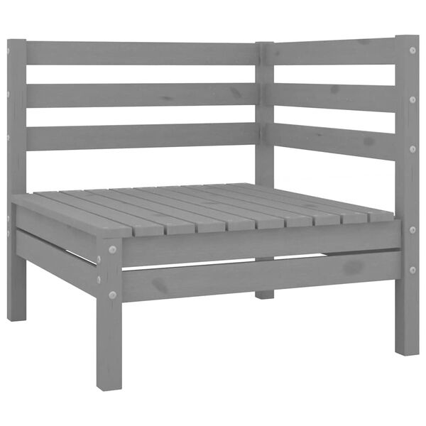 vidaXL Garden Corner Sofa Grey Solid Wood Pine