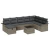 vidaXL Garden Sofa Set with Cushion 9 pcs Grey Poly rattan