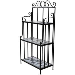 vidaXL Plant Stand | Black and White | Iron and Ceramic | Large