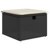 vidaXL Garden Stool with Cushion Black 55x55x37 cm Poly Rattan