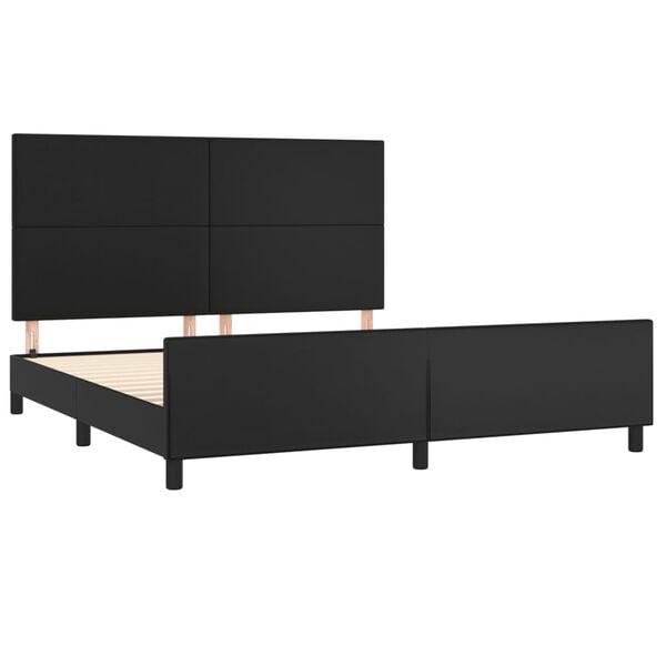 vidaXL Bed Frame without Mattress Black 152x203 cm Queen Faux Leather