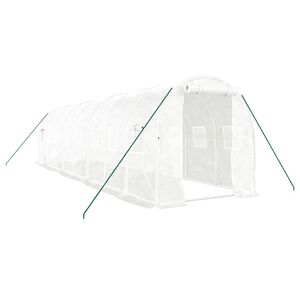 vidaXL Greenhouse with Steel Frame White 16 m&sup2; 8x2x2 m